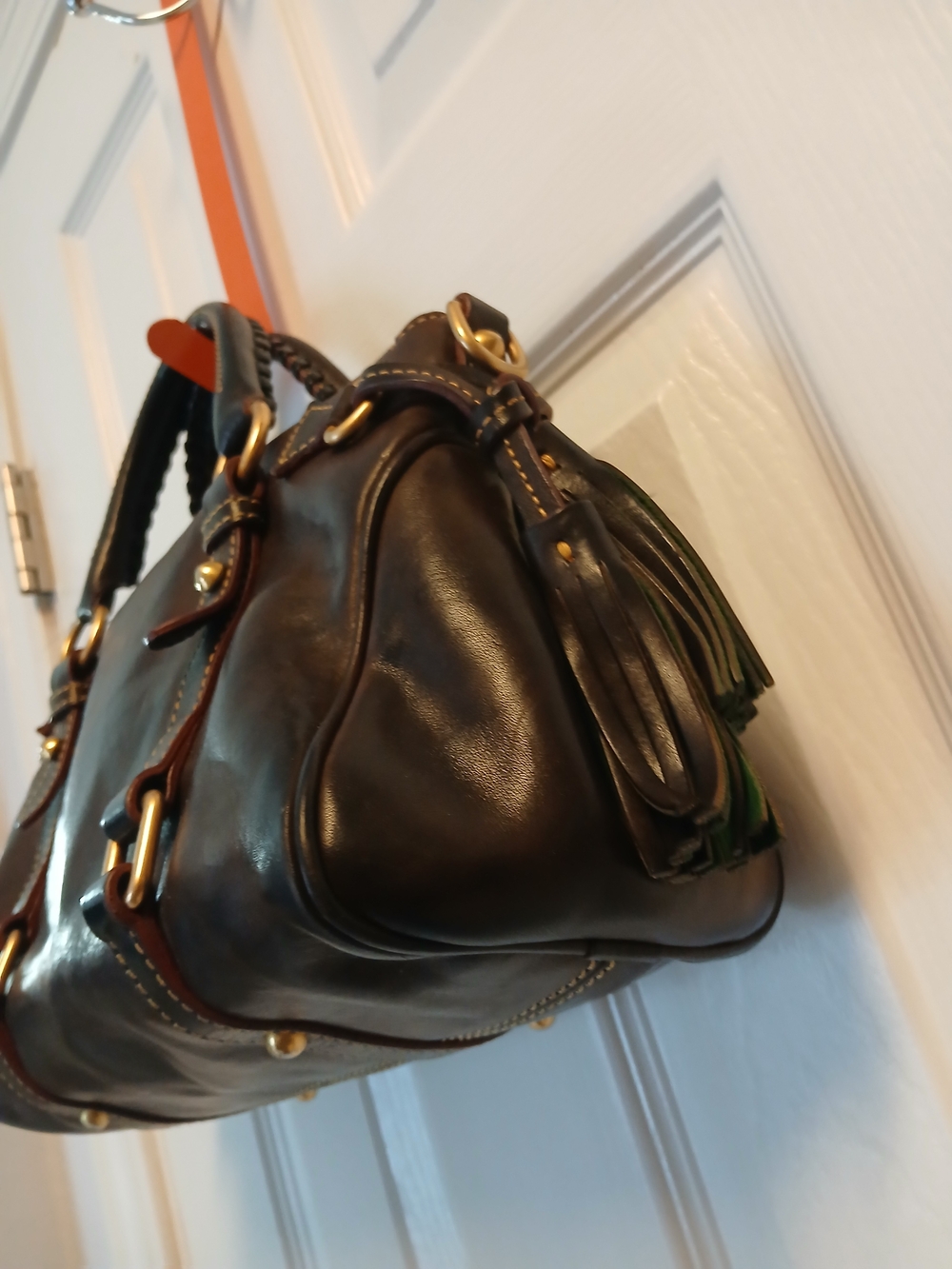 Dooney & Bourke Dark Brown Leather Satchel - Classic Bag - Picture 6 of 11